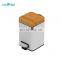 Entry-level basic 3L stainless steel rectangular square pedal bin bamboo lid soft close inner bucket home bathroom kitchen