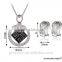 Fashion Austrian Crystal Circle Jewelry Party White Gold Pendant Necklace Clip Earrings Set