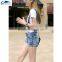 Womens ladys Jeans Shorts Hot Pants Suspenders Overalls Denim Lovely Zipper Side