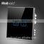 UK Black Crystal Glass Touch Switch 110~250V 2 Gang 2 Way 3 Way