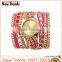 Colorful Hawaii style women's watches long metal chain bracelet watch