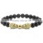 KJL-ST0009 new natural Stone Onyx Bead Buddha Bracelet Gold Plated Black Yoga Bracelets Men Women Gift