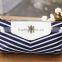 New Canvas Navy Marine Stripe Zipper Pouch Bag Pen Box