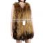 Classic style long raccoon fur vest for women dyed color raccoon fur vest KZ150004