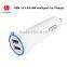 HUNDA Brand PVC Fireproof Universal Compatible Intelligent Tablet Dual 2 Ports Car Charger with charging Light