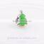 Wholesale Enamel Green Christmas Tree Charm 925 Sterling Silver European Charm Bead Fit Snake Chain Bracelet Women Jewelry