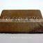 camel color jeans leather label/metal plate in the middle