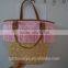 New Style! Wheat Straw Women Handbag With Stripe Lining PU Handle and Tassels