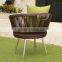 Chocolate rattan European cafe outdoor furniture parts rotatable chairs and coffee table