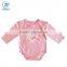 2017 Latest Long Sleeve Baby Girls Clothes Pink Color Baby Jumpsuit With Lace And Bow
