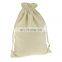 White cotton drawstring pouch with customized logo bag