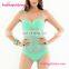 Women Green Lace High Cup Swimwear One Piece Ladies Sexy Bikini Swimsuit