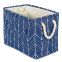 double high quality eco friendly canvas laundry hamper blue printed laundry basket bag kids toys storage basket with handles