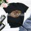 RTS Hot Sale Leopard Cheetah  Lip Printed  T Shirt Women Tee Shirt Top Women