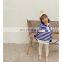 6945/Hot sell spring new arrival kids clothing full sleeve t shirt all match loose stripe girls top