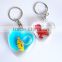Heart Shaped acrylic transparent keychain inside 3d figurine