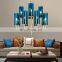 Cafe Bar Blue Glass Pendant Light Modern Amber Glass Cup Luxury Indoor Decoration Chandelier