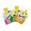 eco custom puree jelly juice beverage child disposable food stand up pouch nozzle mouthpiece plastic packaging bag with logos