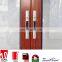 Horizontal wooden white 4 panel tempered glass aluminium sliding windows with mosquito net