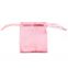 Custom Logo High Qaulity Pink Drawstring Satin Skincare Collection Bags