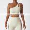 One Shoulder Sports Fitness Bras Oem Sexy Hollow Back Sport Shockproof Tops For Women