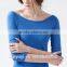 2014 Pure color long sleeve boat neck women body shape t shirt from China clothing company