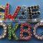 Wholesale Colorful Diamonds Metal Jewelry Zinc Alloy 18mm Rhinestone Slide Letters