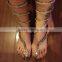 Fashion Rhinestone Flat Shoes Ladies No Heel Footwear Super Sexy Snake Up Summer High Sandal Womens