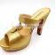 platform shoes women high heels satin leather with golden button