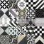 Encaustic cement tile - Patchwork mix color Black-Grey-White