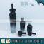 Black colored empty cosmetic packaging glass bottles and jars