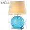 Modern decoration glass table lamp with Fabric Shade, gray/blue