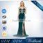 Long Train Open Leg Exquisite Design Dark Green Evening Dresses