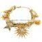 18K gold plated abstract statement necklace stars and sun statement necklace