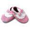 2016 latest comfortable adorable pink white with bow grind arenaceous PU princess shoes