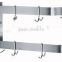 NSF Approval Stainless Steel Double Bar Pot Rack with Hooks