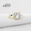 2.0 Carat Cushion Cut Halo 10K Gold Yellow Ring Simulated Diamond Ring Jewelry New Wedding Engagement Ring For Women Gift
