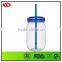 Bpa free acrylic mason jar with lid and straw for beverage