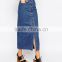 Whoelsale pictures female buttons front new design women long jean skirt