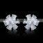 Elegant white cubic zircon stud earring flower design white gold plated jewelry