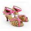Trendier leoparo print charming dance sandals for girl/lady with pink edge piping sexy night club/party 10cm heel dance shoes