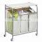 Hotel and home usage triple laundry sorter with ironing board/3 lift-off fableable landry sorter