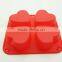 11193 Top Quality Silicone Flexible 4 Cavity Heart Shaped Soap Molds