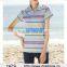 Short-Sleeve Turn-down Polo Collar Casual Stripe Tops Summer Sportwear Cotton T-Shirts