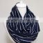 White Stripes on Navy Blue Infinity scarf, Loop Scarf Circle Scarf Gift ideas for her, Spring - Summer - Fall - Winter Session