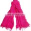factory price custom cheap cashmere and silk blend fringe scarf