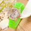 diamond surround header butterfly surface silicone watch / movement quartz wristwatch