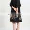 Three Quarter Sleeve Black Flower Embroidered Kimono Cardigan Women