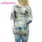 Latest Design Winter Print Floral Long Sleeve Blouse Tops Women