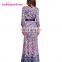 Wholesale India Fashion Printing Floral Leopard Casual Maxi Dress Long Sleeve